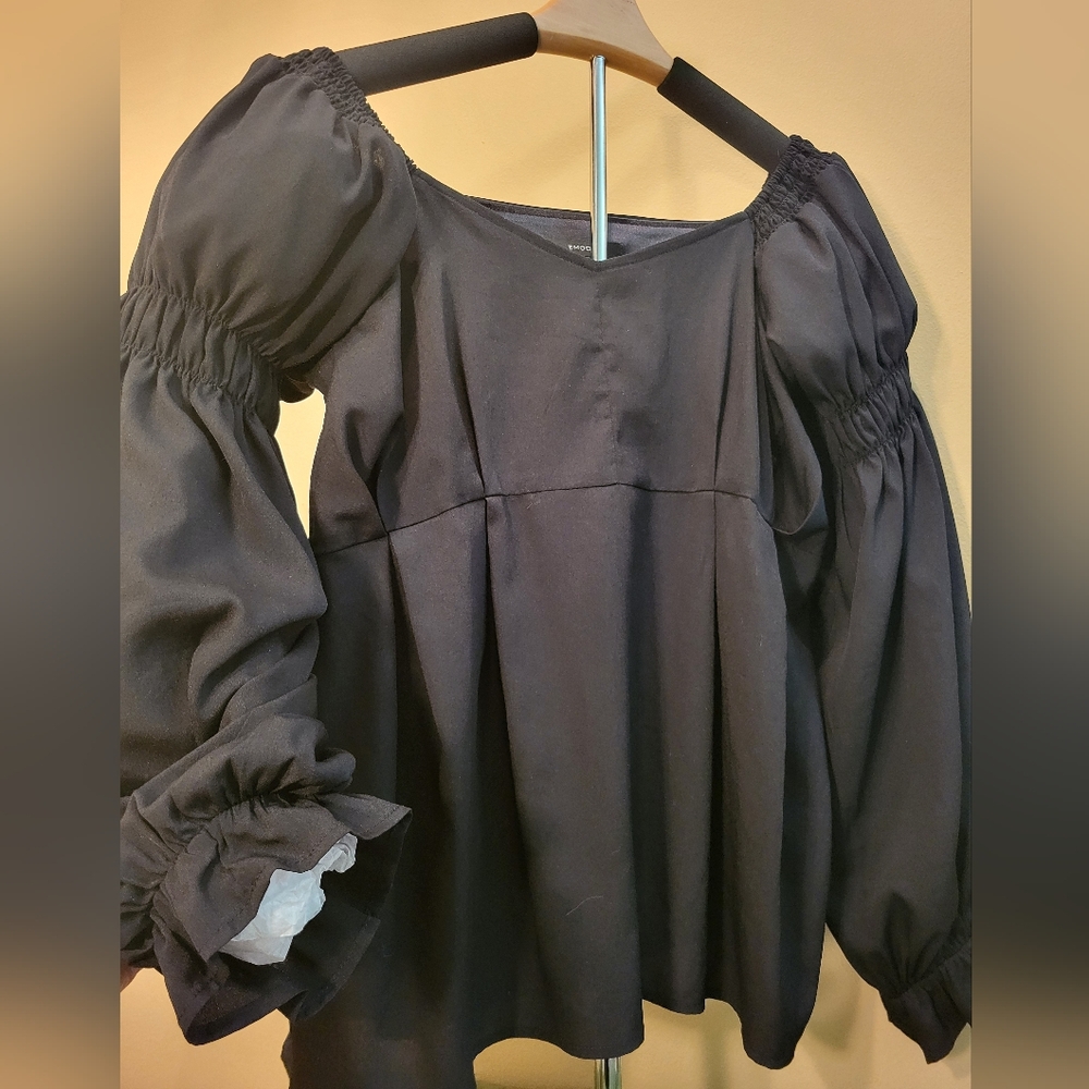 Ladies EMODA blouse, Black S/M , lined long sleeve